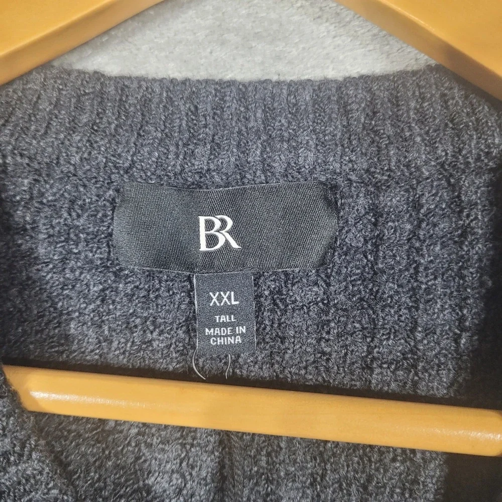 Banana Republic Sweater Mens XXL Tall Gray Crewneck Ribbed Cotton Blend NEW